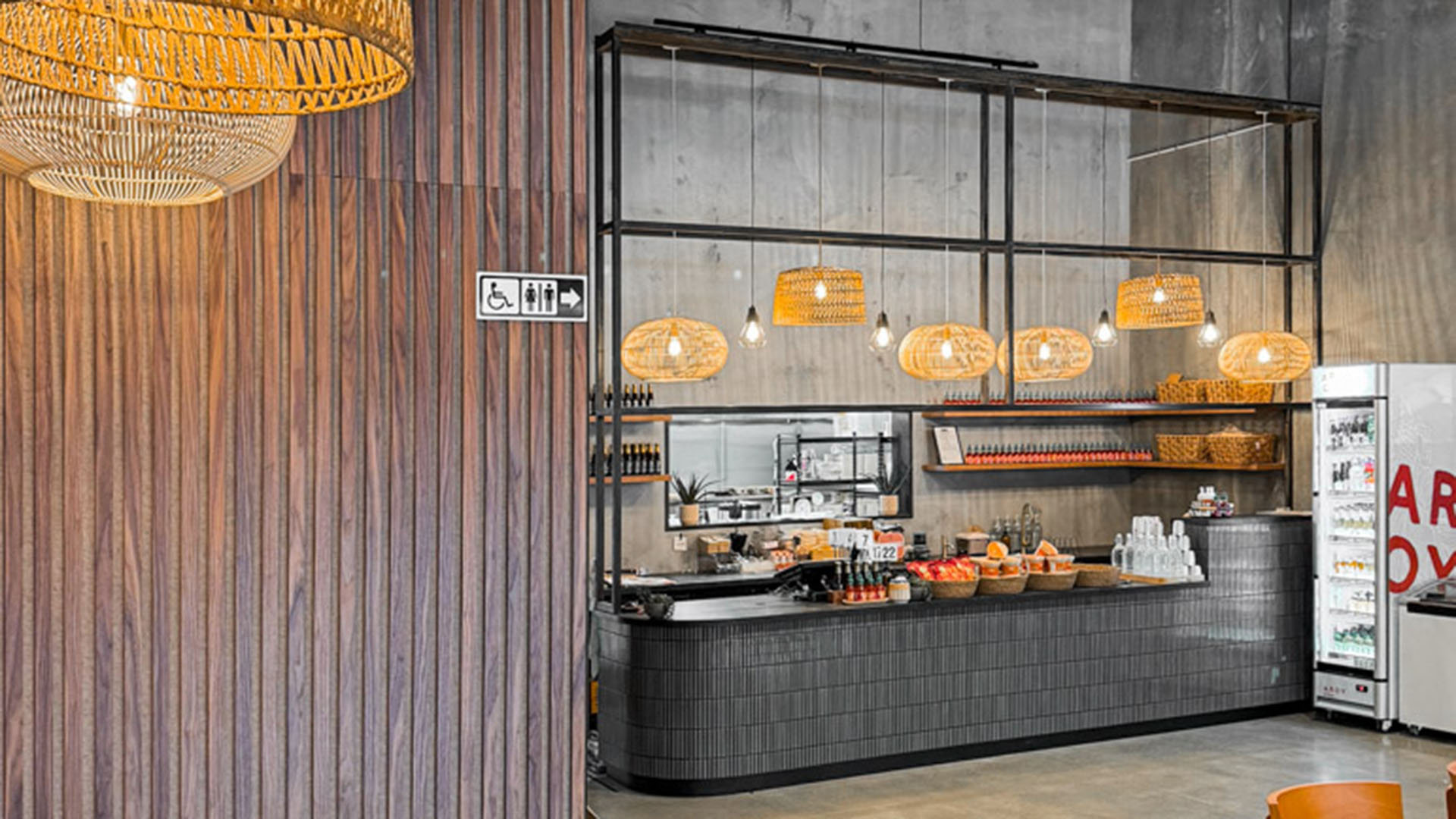 Meeting room and a timber batten feature in new office fitout